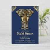 Carte d'invitation de mariage indien éléphant or b (Debout devant)