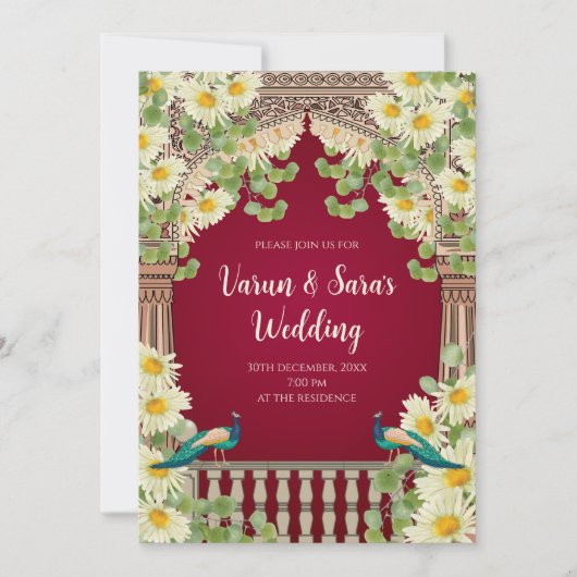 Carte d'invitation de mariage indien Invitations h (Devant)