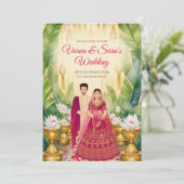 Carte d'invitation de mariage indien numérique Inv (Debout devant)