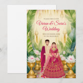 Carte d'invitation de mariage indien numérique Inv (Devant / Derrière)