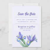 Carte d'invitation de mariage Iris violets fleurs (Devant)