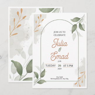 Carte d'invitation de mariage minimal élégant