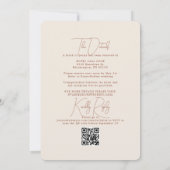 Carte d'invitation de mariage minimaliste avec cod (Dos)