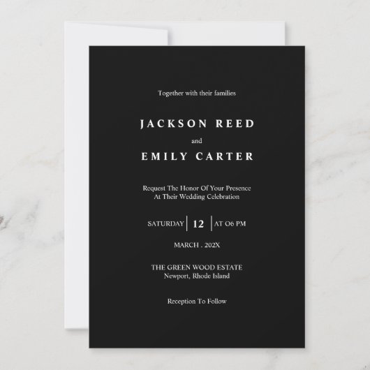 Carte d'invitation de mariage minimaliste moderne (Devant)