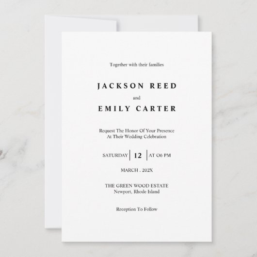 Carte d'invitation de mariage minimaliste moderne (Devant)
