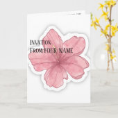 Carte d'invitation de mariage minimaliste rose (Fleur jaune)