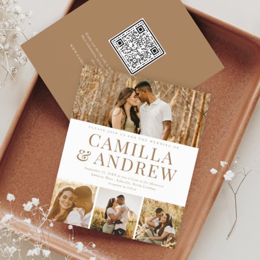 Carte d'invitation de mariage moderne à budget ave