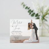 carte d'invitation de mariage moderne script photo (Debout devant)
