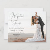 carte d'invitation de mariage moderne script photo (Devant)