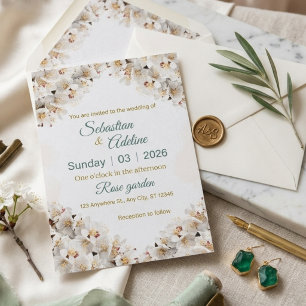 Carte d'invitation de mariage moderne vert sauge e