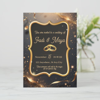 Carte d'invitation de mariage noir