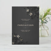 Carte d'invitation de mariage noir luxueux (Debout devant)