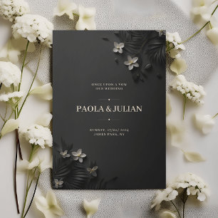 Carte d'invitation de mariage noir luxueux