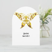 CARTE D'INVITATION DE MARIAGE PAPILLON HYPER OR, P (Debout devant)