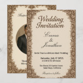 Carte d'invitation de mariage personnalisable avec (Devant / Derrière)