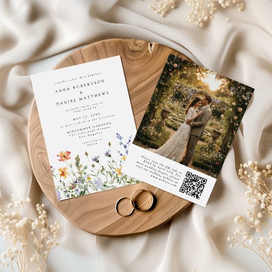 Carte d'invitation de mariage photo avec code QR d
