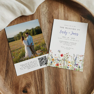 Carte d'invitation de mariage photo avec code QR d