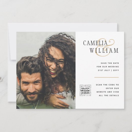Carte d'invitation de mariage photo avec code QR p (Devant)