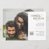Carte d'invitation de mariage photo avec code QR p (Devant / Derrière)