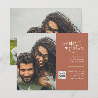 Carte d'invitation de mariage photo budget Code QR