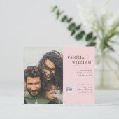 Carte d'invitation de mariage photo budget Code QR (Debout devant)