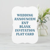 CARTE D'INVITATION DE MARIAGE PLATE ET BLANCHE (Debout devant)