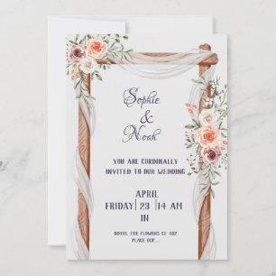 Carte d'invitation de mariage Porte de roses 