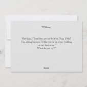 Carte d'invitation de mariage pour proposition de  (Dos)