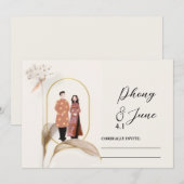 Carte d'invitation de mariage pour réserver la dat (Devant / Derrière)