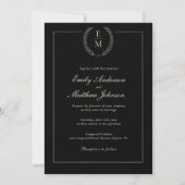 Carte d'invitation de mariage QR Code Noir et Saug (Devant)