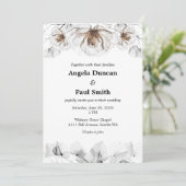 Carte d'invitation de mariage Rose Douce, Feuille  (Debout devant)