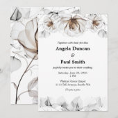 Carte d'invitation de mariage Rose Douce, Feuille  (Devant / Derrière)