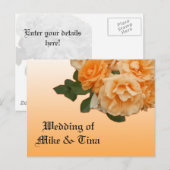 carte d'invitation de mariage rose orange (Devant / Derrière)