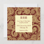 Carte d'invitation de mariage rouge indien Sauvega (Devant)