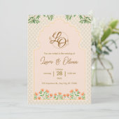 Carte d'invitation de mariage royal à l'aquarelle  (Debout devant)