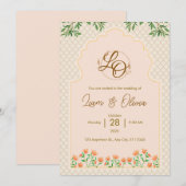 Carte d'invitation de mariage royal à l'aquarelle  (Devant / Derrière)