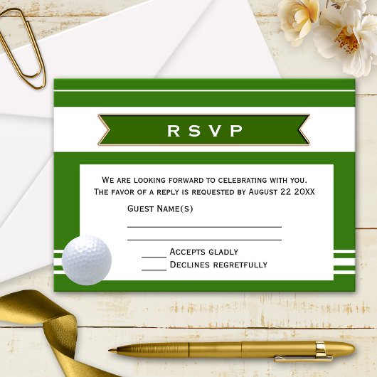 Carte d'invitation de mariage RSVP thème de golf é