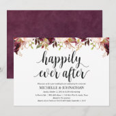 Carte d'invitation de mariage rustique burgundy (Devant / Derrière)