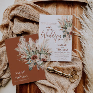 Carte d'invitation de mariage rustique d'automne T