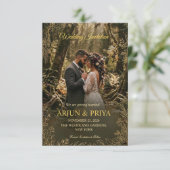 Carte d'invitation de mariage Rustique en Bois et (Debout devant)