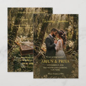 Carte d'invitation de mariage Rustique en Bois et (Devant / Derrière)