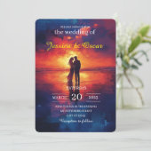 Carte d'invitation de mariage silhouette de couple (Debout devant)