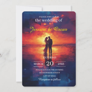 Carte d'invitation de mariage silhouette de couple