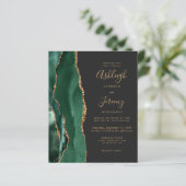 Carte d'invitation de mariage sombre émeraude Budg (Debout devant)
