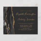 Carte d'invitation de mariage sombre en agate noir (Devant)