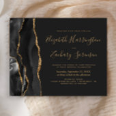 Carte d'invitation de mariage sombre en agate noir