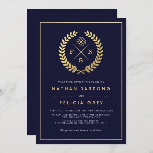 Carte d'invitation de mariage symbole de la bénédi (Devant / Derrière)