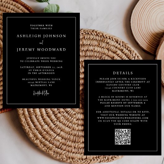 Carte d'invitation de mariage tout-en-un à code QR