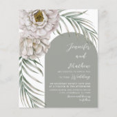 Carte d'invitation de mariage tropical à feuillage (Devant)
