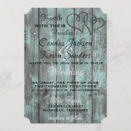 CARTE D'INVITATION DE MARIAGE TURQUOISE RUSTIQUE